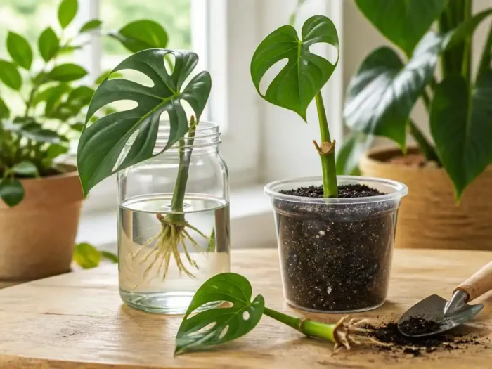 Erfolgreich Monstera Ableger machen: Wasser oder Erde?