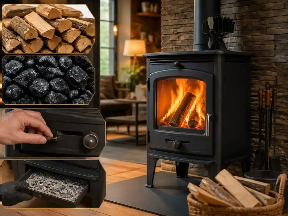 Sicher heizen mit einem kaminofen mit holz und kohle
