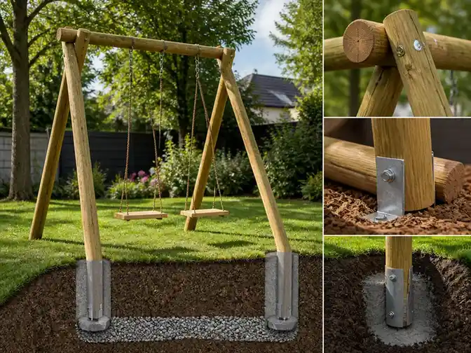 Sichere Montage für eine stabile Holzschaukel im Garten