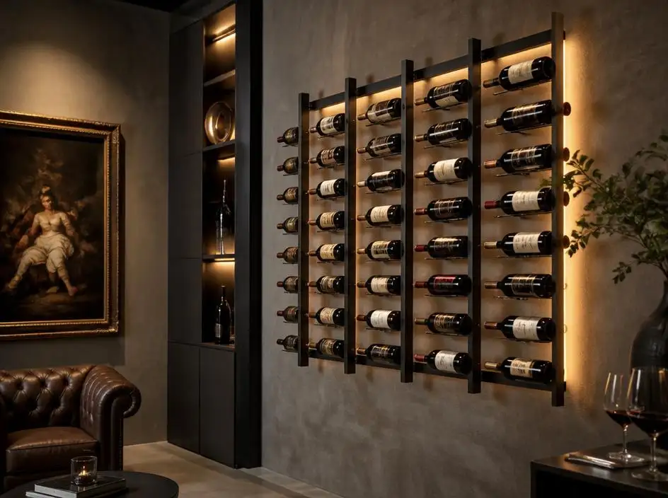 Wandgestaltung mit weinregal fuer die wand stilvoll umsetzen